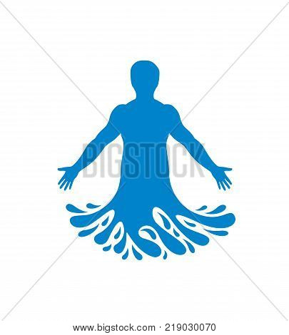 Vector illustration of human athlete. Poseidon the god of sea and defender of all waters.