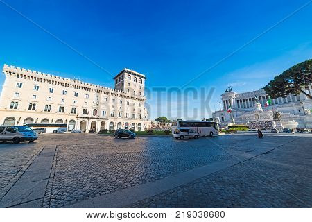famous Piazza Venezia in Rome in Italy