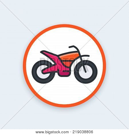 offroad bike, motorcycle vector icon, flat style with outline