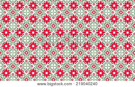 Seamless pattern of red, white and green. Russian pattern, summer pattern Spring background Summer background Red and green background. Pattern for the oil chamber. Vector eps 10 illustration