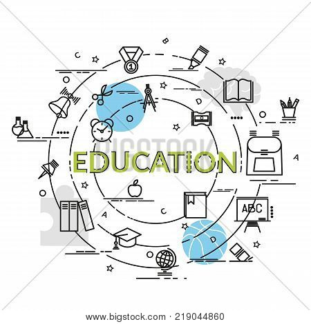 Flat colorful design concept for Education. Design art branding corporate identity stationary product design painting for website banner flyer and print.