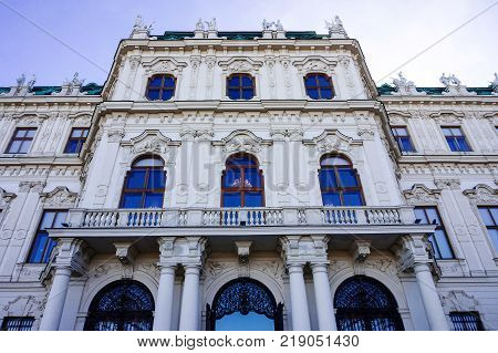 Facade of Belvedere Palace is Beautiful Architecture Baroque in Vienna Austria