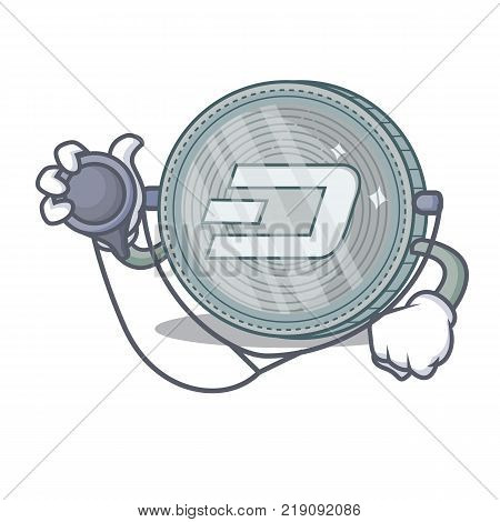 Doctor Dash coin character cartoon vector illustration