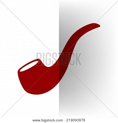 Smoke pipe sign. Vector. Bordo icon on white bending paper background.