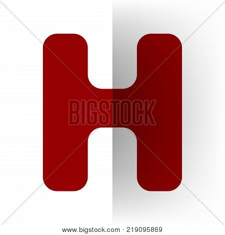 Letter H sign design template element. Vector. Bordo icon on white bending paper background.