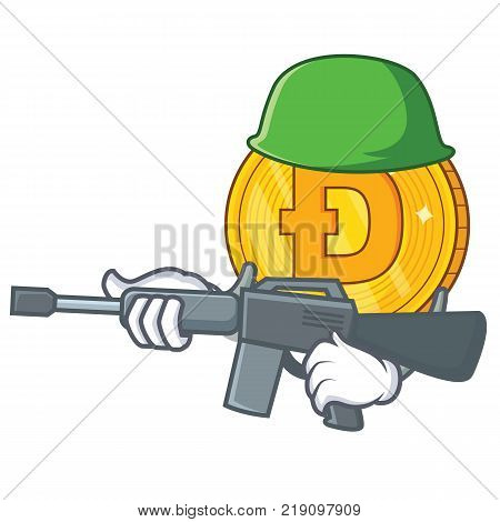 Army Dodgecoin character cartoon style vector illustration