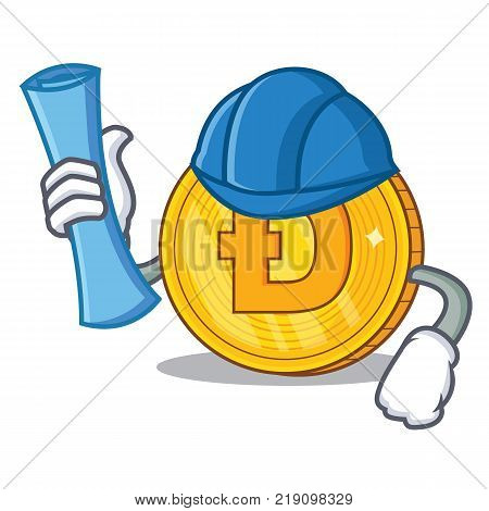 Architect Dodgecoin character cartoon style vector illustration
