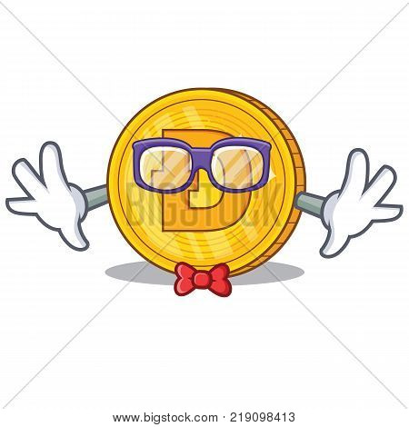 Geek Dodgecoin character cartoon style vector illustration