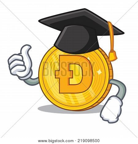 Graduation Dodgecoin character cartoon style vector illustration