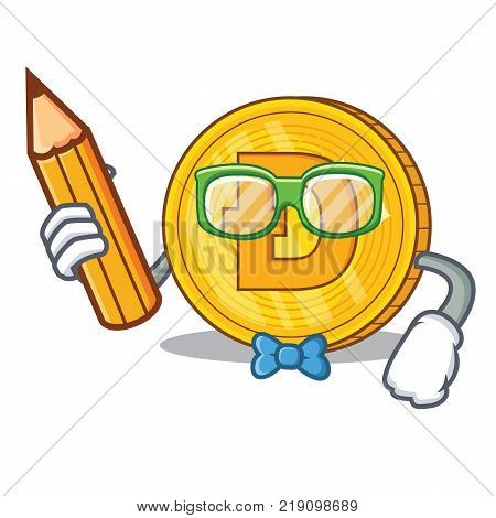 Student Dodgecoin character cartoon style vector illustration