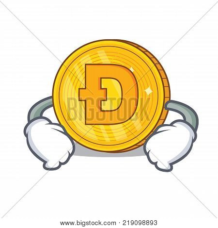 Hand on waist Dodgecoin character cartoon style vector illustration
