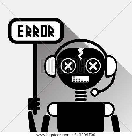 Chatbot Error Icon Concept Black Chat Bot Or Chatterbot Service Of Online Support Technology Vector Illustration