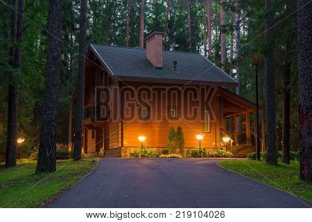 Country house (dacha) in late summer night