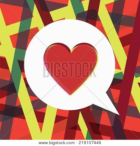 Heart in a speech bubble concept. Stock vector illustration of a heart shape for love chat romantic message or social media post in modern high-tech style.