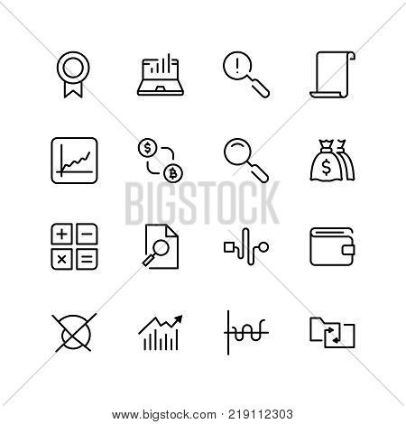 Financial icon set. Collection of high quality black outline logo for web site design and mobile apps. Vector illustration on a white background.