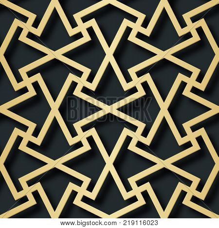 Vector arabic seamless pattern illustration with 3D effect for the festive design of the brochure, website, print.