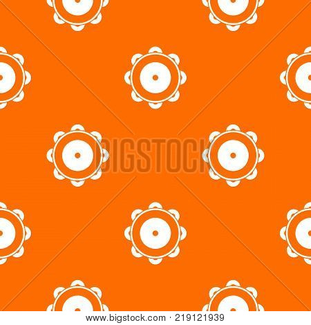 Tambourine pattern repeat seamless in orange color for any design. Vector geometric illustration
