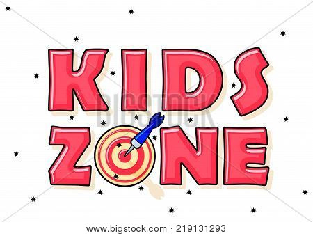 Kids Zone banner in cartoon style with darts. for children's playroom decoration Children Playground. Vector illustration.