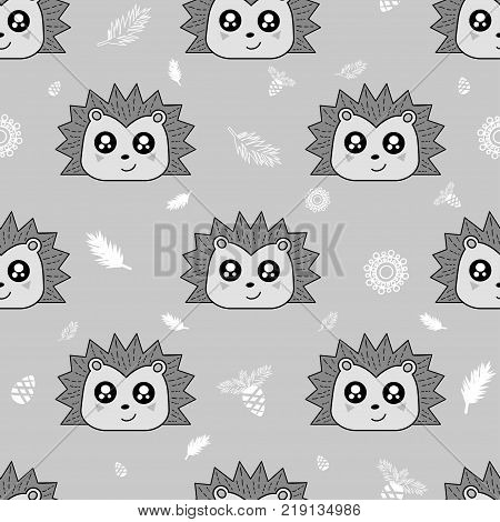 Cute Kids Hedgehog Pattern For Girls And Boys. Colorful Hedgehog On The Abstract Background Create A