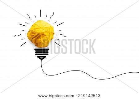 concept idea paper light bulb for creative innovation on white background