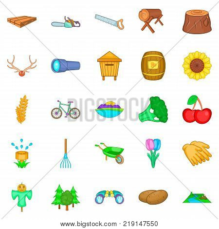 Country life icons set. Cartoon set of 25 country life vector icons for web isolated on white background