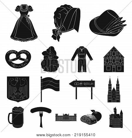 Country Germany black icons in set collection for design. Germany and landmark vector symbol stock  illustration.