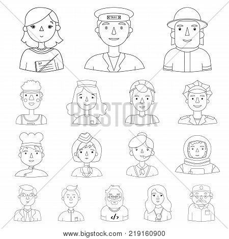 People of different professions outline icons in set collection for design. Worker and specialist vector symbol stock  illustration.