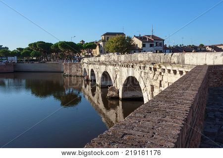 The Augusto and Tiberio Bridge commonly known as the Tiberius Bridge is a Rimini monument of the age of ancient Rome.