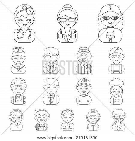 People of different professions outline icons in set collection for design. Worker and specialist vector symbol stock  illustration.