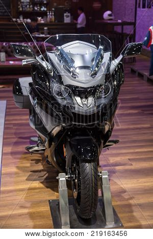 Bangkok Thailand - December 11 2017: BMW K 1600 B Touring Bagger presented in Motor Expo 2017
