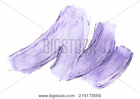 Beautiful textured Ultra Violet melallic strokes isolated on white background.