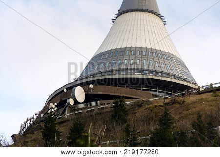 Jested Tower, Telecommunication Transmitter On Jested Mountain, Liberec, Czech Republic