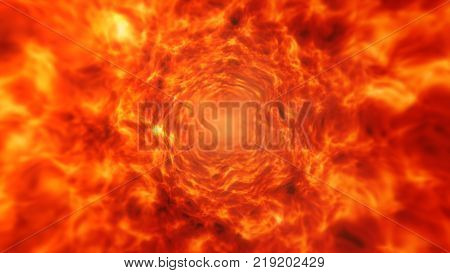 Flying in a tube from lava 3d illustration