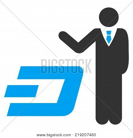 Businessman Show Dash vector pictograph. Illustration style is a flat iconic bicolor blue and gray symbol on white background.