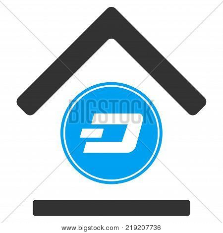 Dash Bank vector pictograph. Illustration style is a flat iconic bicolor blue and gray symbol on white background.