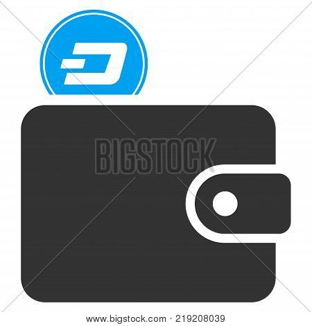 Dash Billfold vector pictograph. Illustration style is a flat iconic bicolor blue and gray symbol on white background.