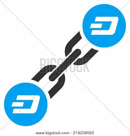 Dash Blockchain vector icon. Illustration style is a flat iconic bicolor blue and gray symbol on white background.