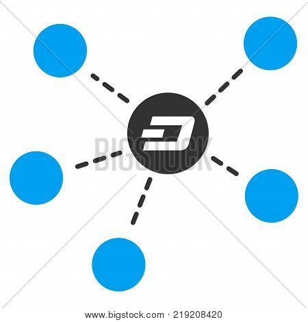 Dash Coin Relations vector icon. Illustration style is a flat iconic bicolor blue and gray symbol on white background.