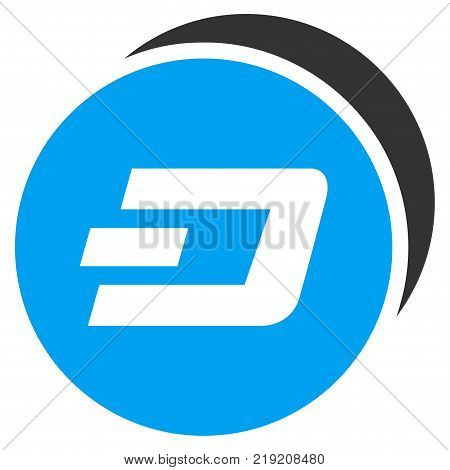 Dash Coins vector pictogram. Illustration style is a flat iconic bicolor blue and gray symbol on white background.