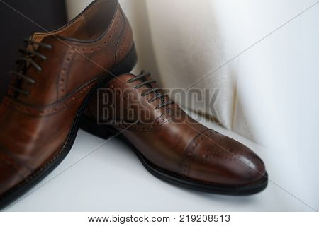 Bridal brown shoes for groom. For wedding event