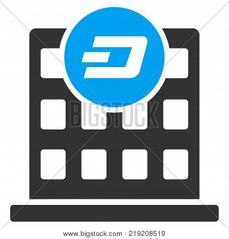 Dash Company Building vector icon. Illustration style is a flat iconic bicolor blue and gray symbol on white background.