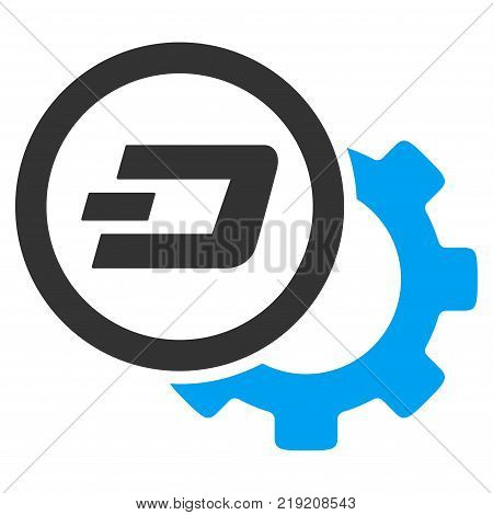 Dash Configuration Gear vector pictogram. Illustration style is a flat iconic bicolor blue and gray symbol on white background.