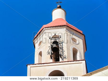 Bell tower of St Matthew Church in Agerola Bomerano Amalfi coast Italy
