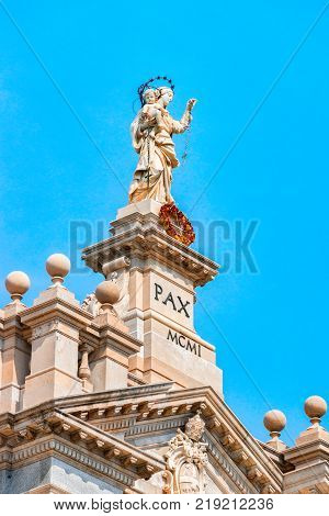 Statue at Shrine of Virgin of Rosary of Pompei Campania Italy