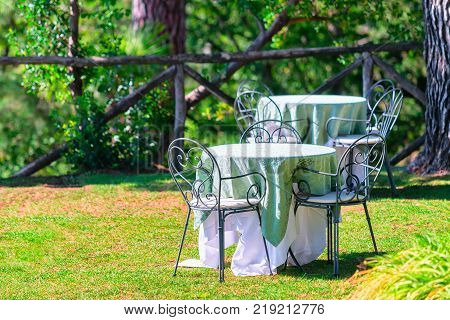 Open air street restaurant at Ravello village Tyrrhenian sea Amalfi coast Italy