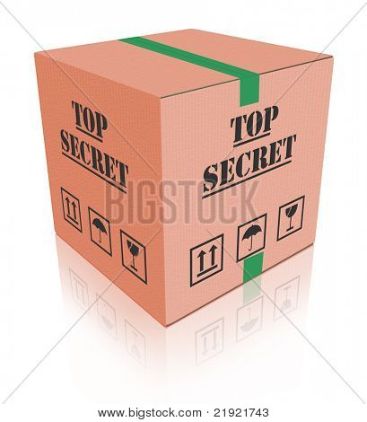 Pack secret top fermé la boîte en carton avec secret d'importantes informations classifiées