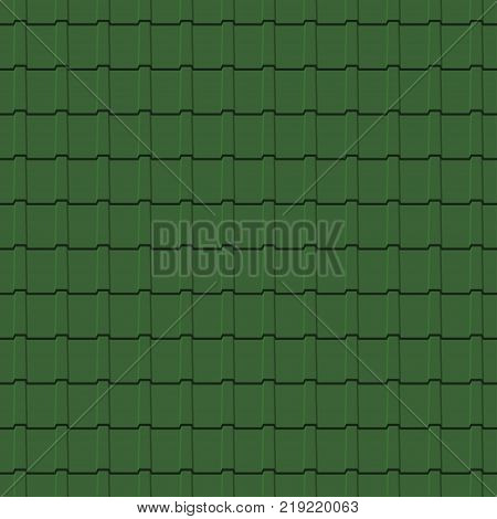 Roof tiles seamless pattern. Green shingles profiles background. Vector illustration.