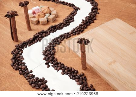 The Original Concept, The Milk River And Coffee Coast. Place For Your Text.