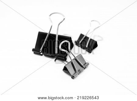black and white paper clip on white blackgrond.