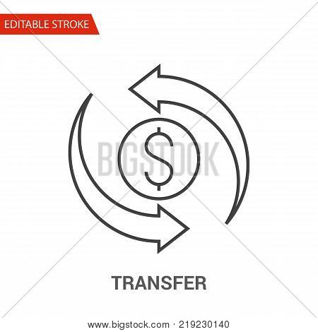 Transfer Icon. Thin Line Vector Illustration - Adjust stroke weight - Expand to any Size - Easy Change Colour - Editable Stroke - Pixel Perfect
